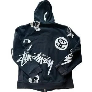 Stussy | Shirts | Stssy Vintage Big Logo Zip Up Hoodie
